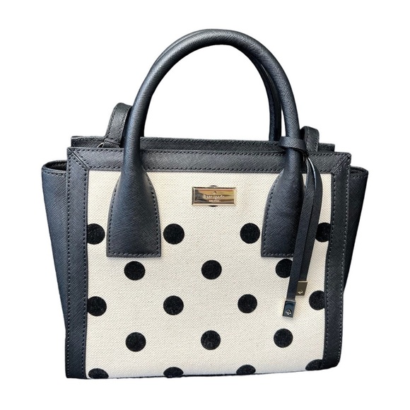 kate spade Handbags - KATE SPADE New York Meriwether Elsie Street Fabric Black/Natdot Small Bag NWOT
